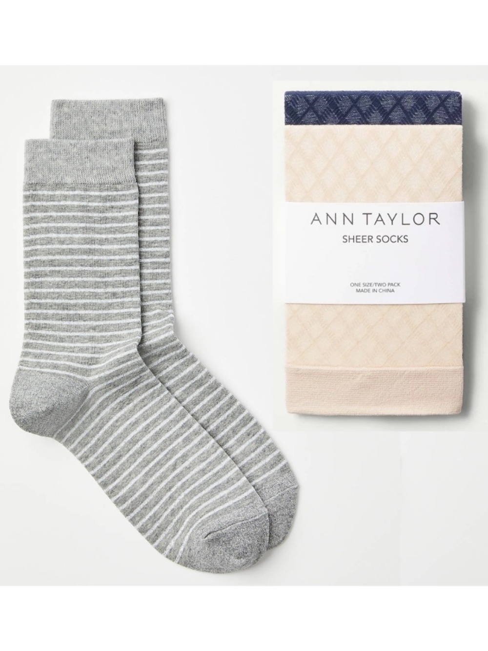 Ann Taylor + Loft Silver & Sheer Socks 3 Pairs